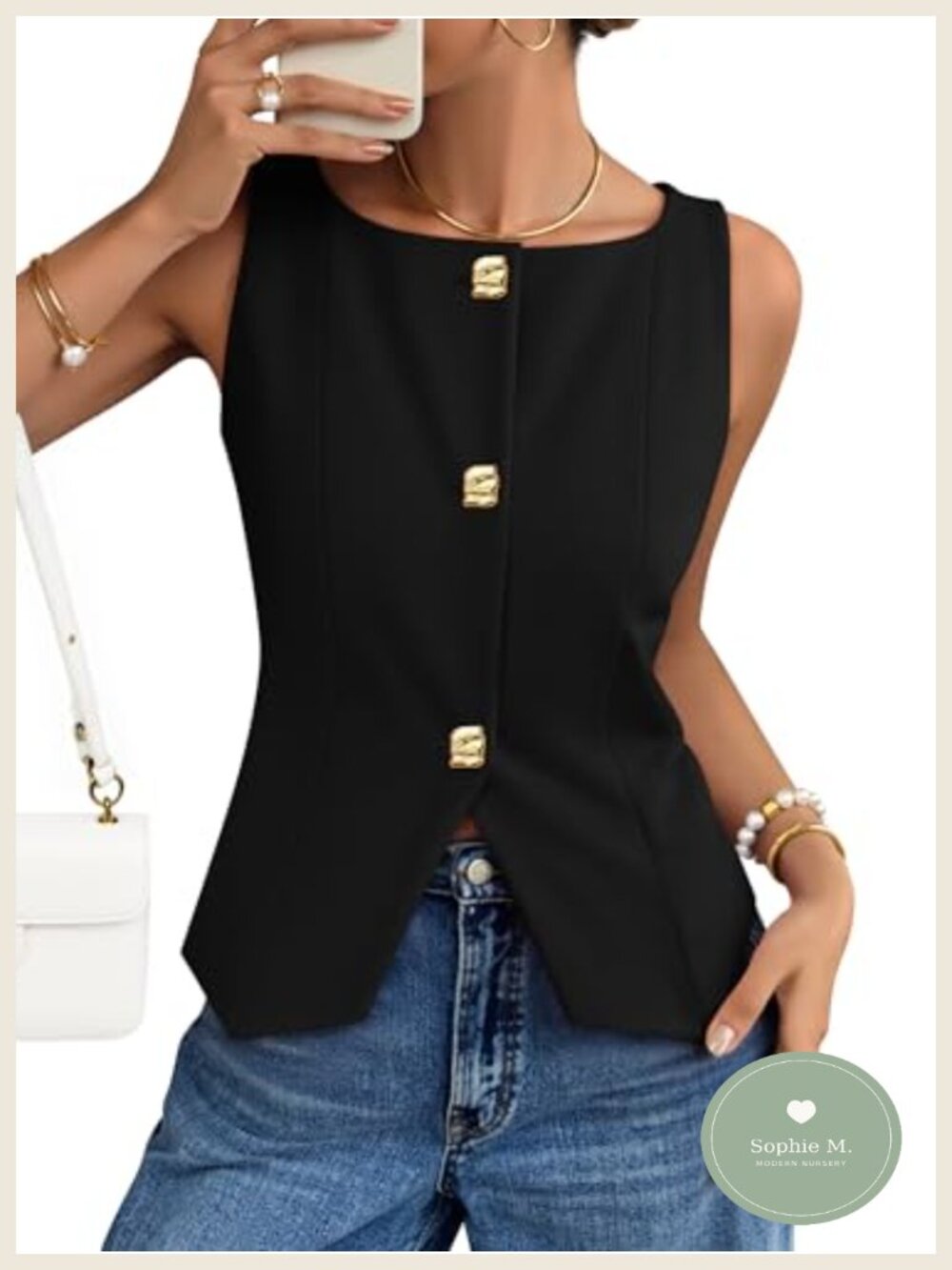 Women's Sleeveless Suit Vest with Back Tie - Stretchy Knit Waistcoat